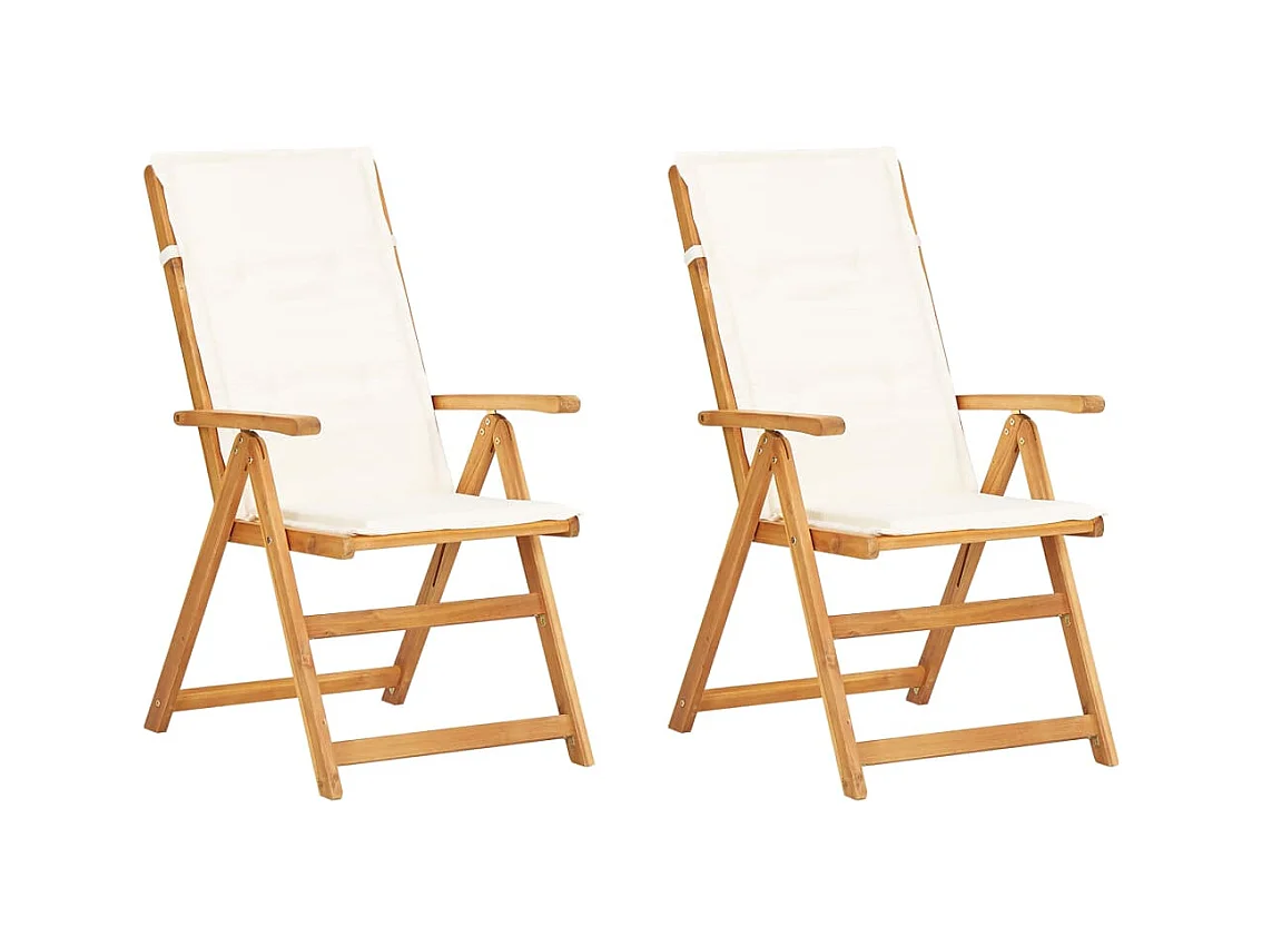 Set di 2 sedie da giardino reclinabili in legno massello di acacia