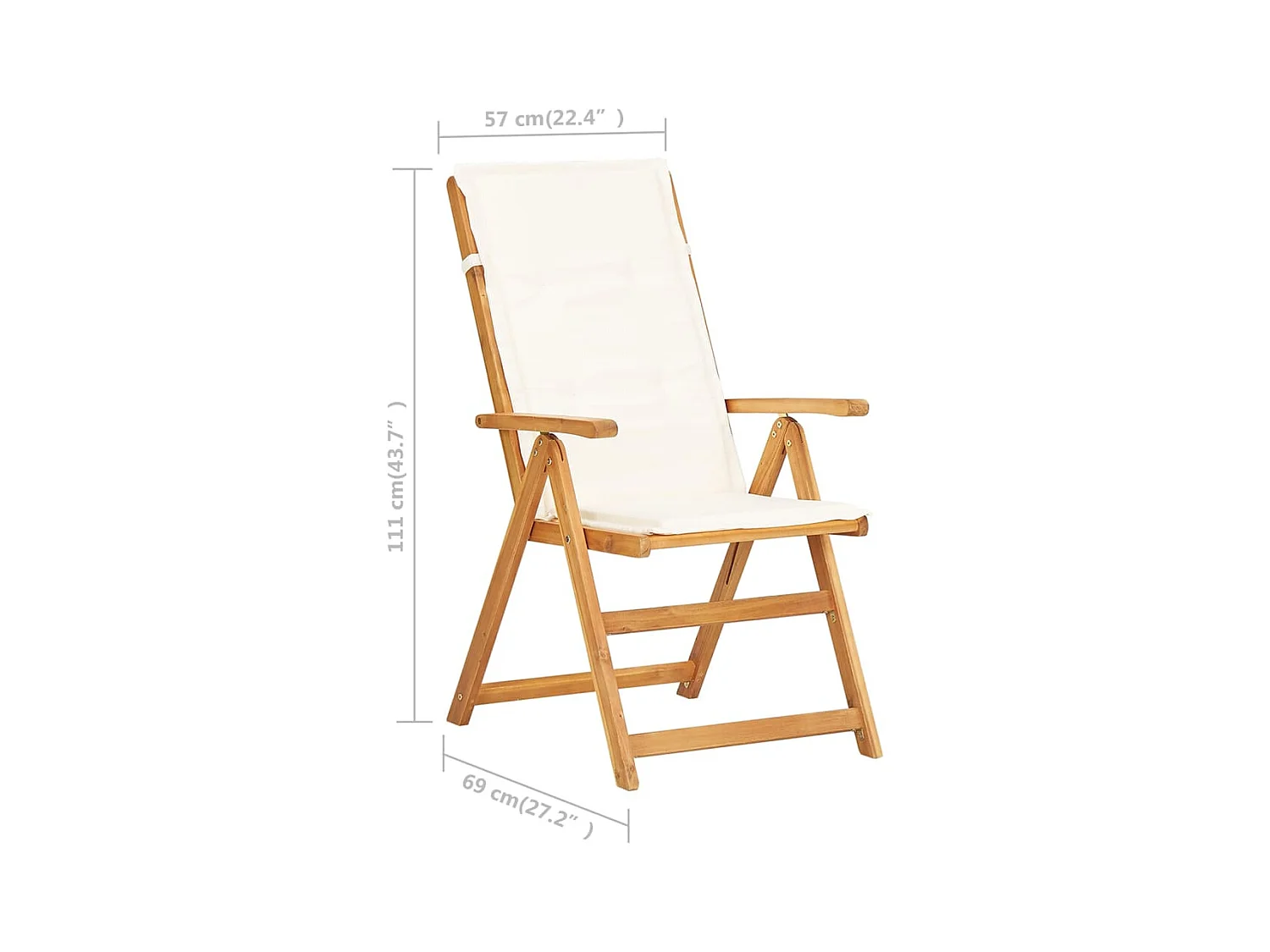 Chaises inclinables de jardin lot de 2 Bois solide d'acacia