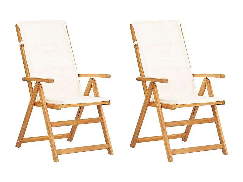 Chaises inclinables de jardin lot de 2 Bois solide d'acacia