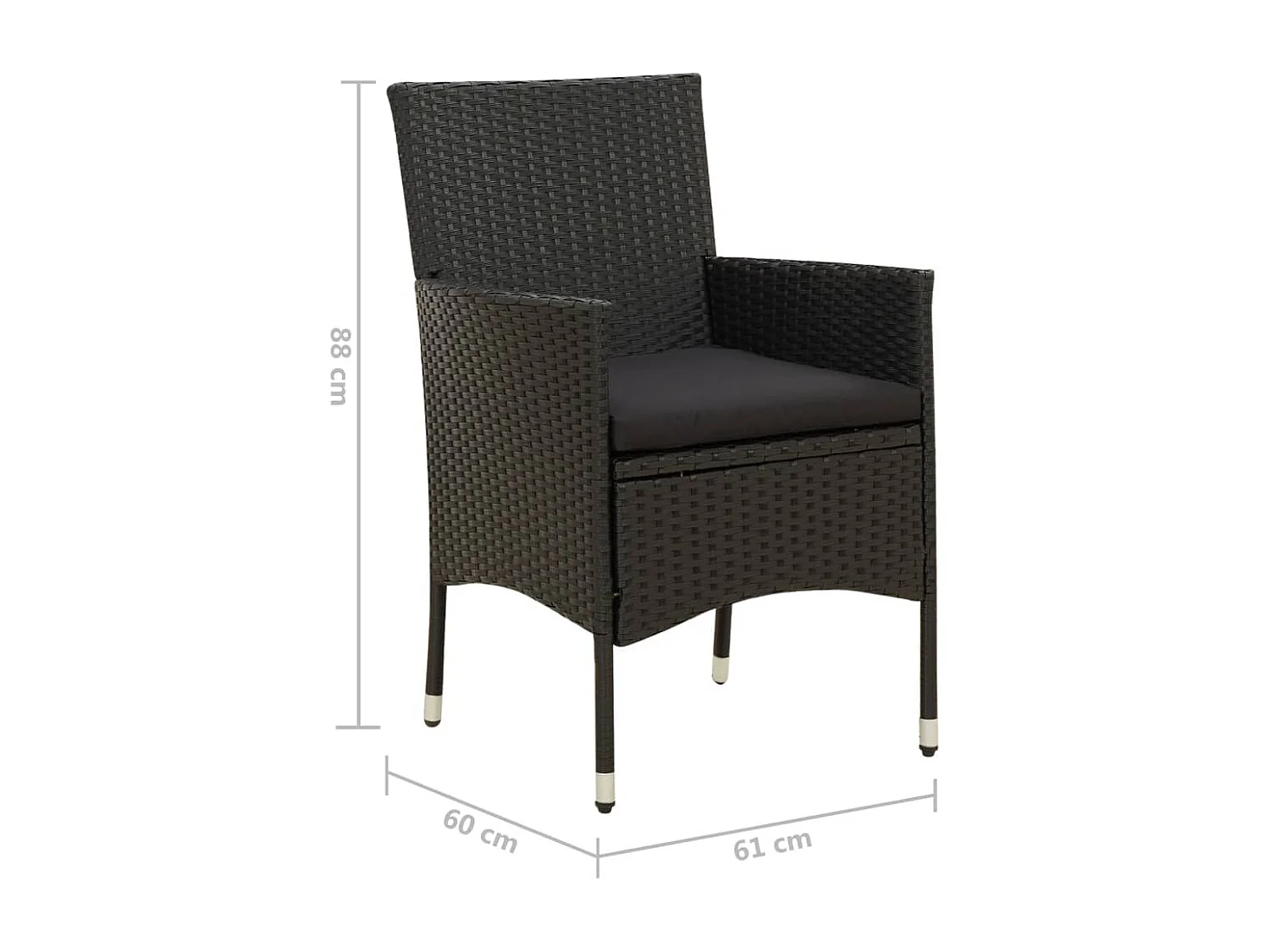 Tuinstoelen met kussens set van 4 Zwart geweven hars