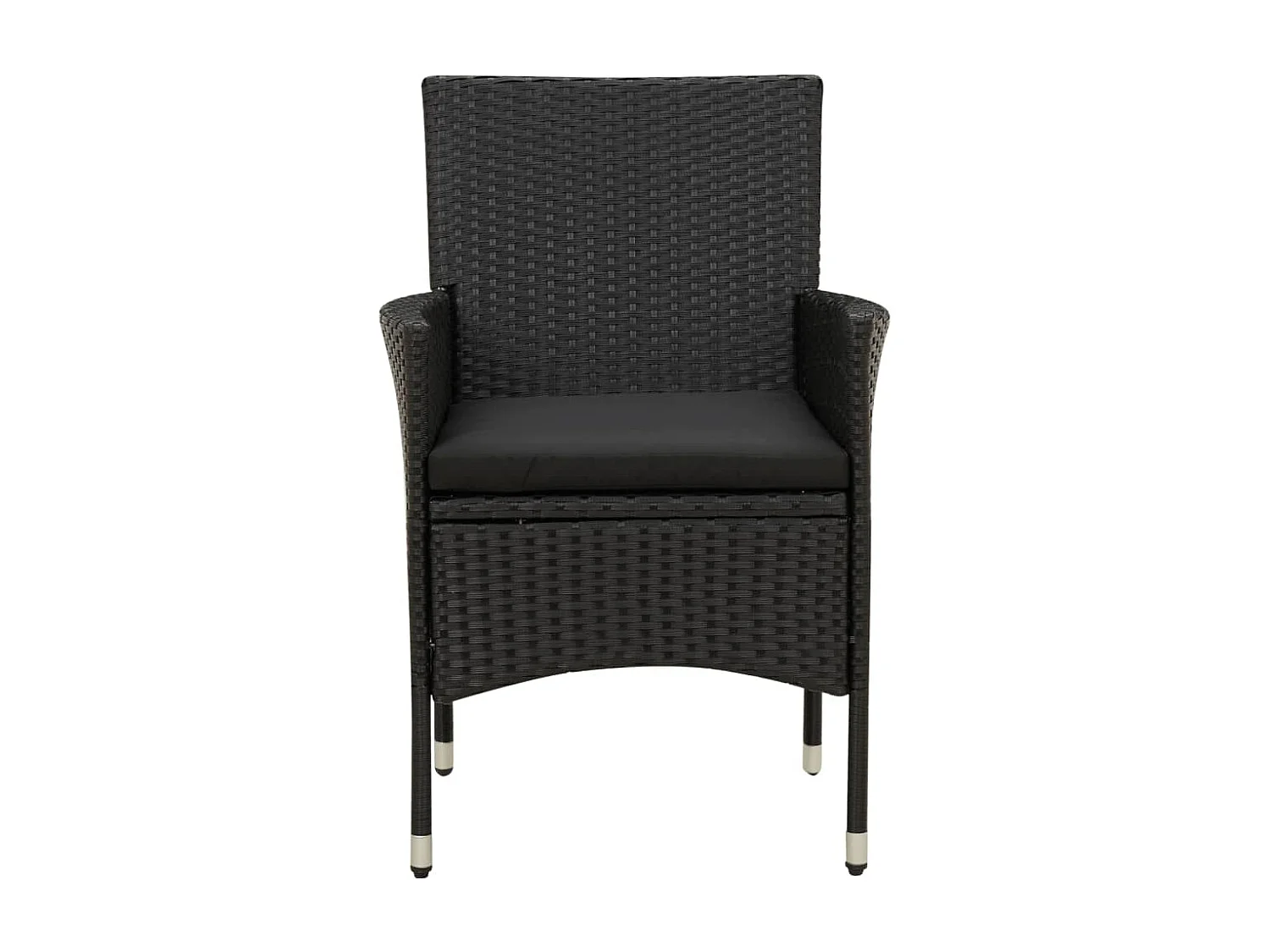 Juego de 4 sillas de jardín con cojines de resina tejida negra