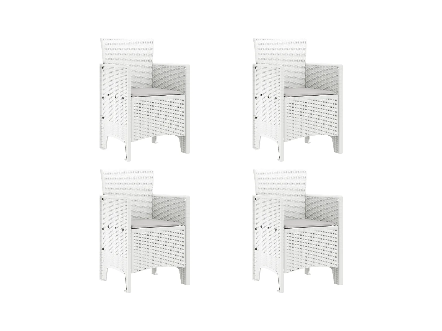 Chaises de jardin avec coussins 4 pcs en rotin synthétique blanc