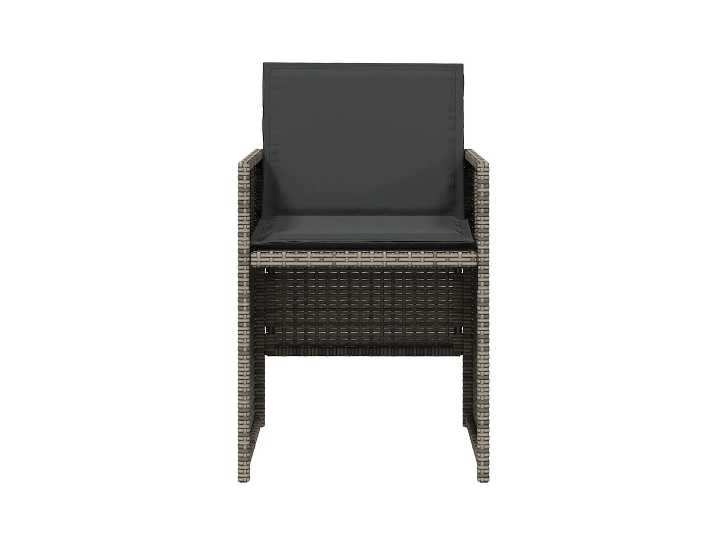 Sillas de jardín con cojines, juego de 4, gris, resina tejida