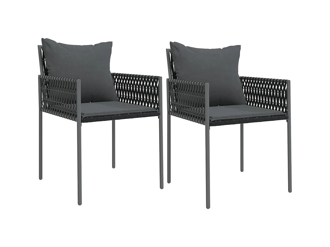 Chaises de jardin avec coussins lot de 2 noir 54x61x83 cm rotin