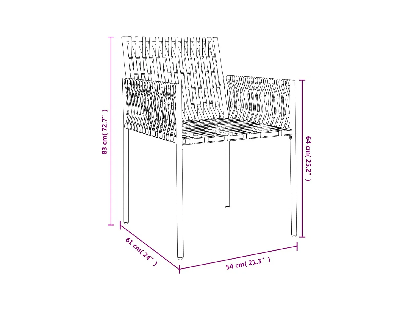 Chaises de jardin avec coussins lot de 2 noir 54x61x83 cm rotin