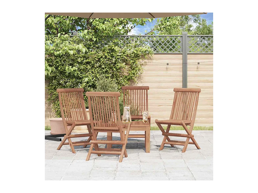 Chaises pliables de jardin lot de 4 Bois de teck solide