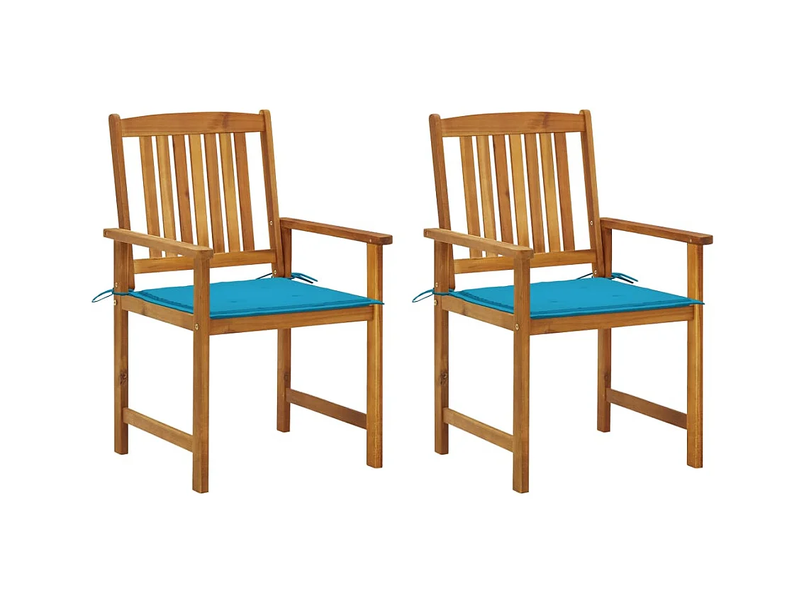 Set di 2 sedie da giardino con cuscini in legno massello di acacia
