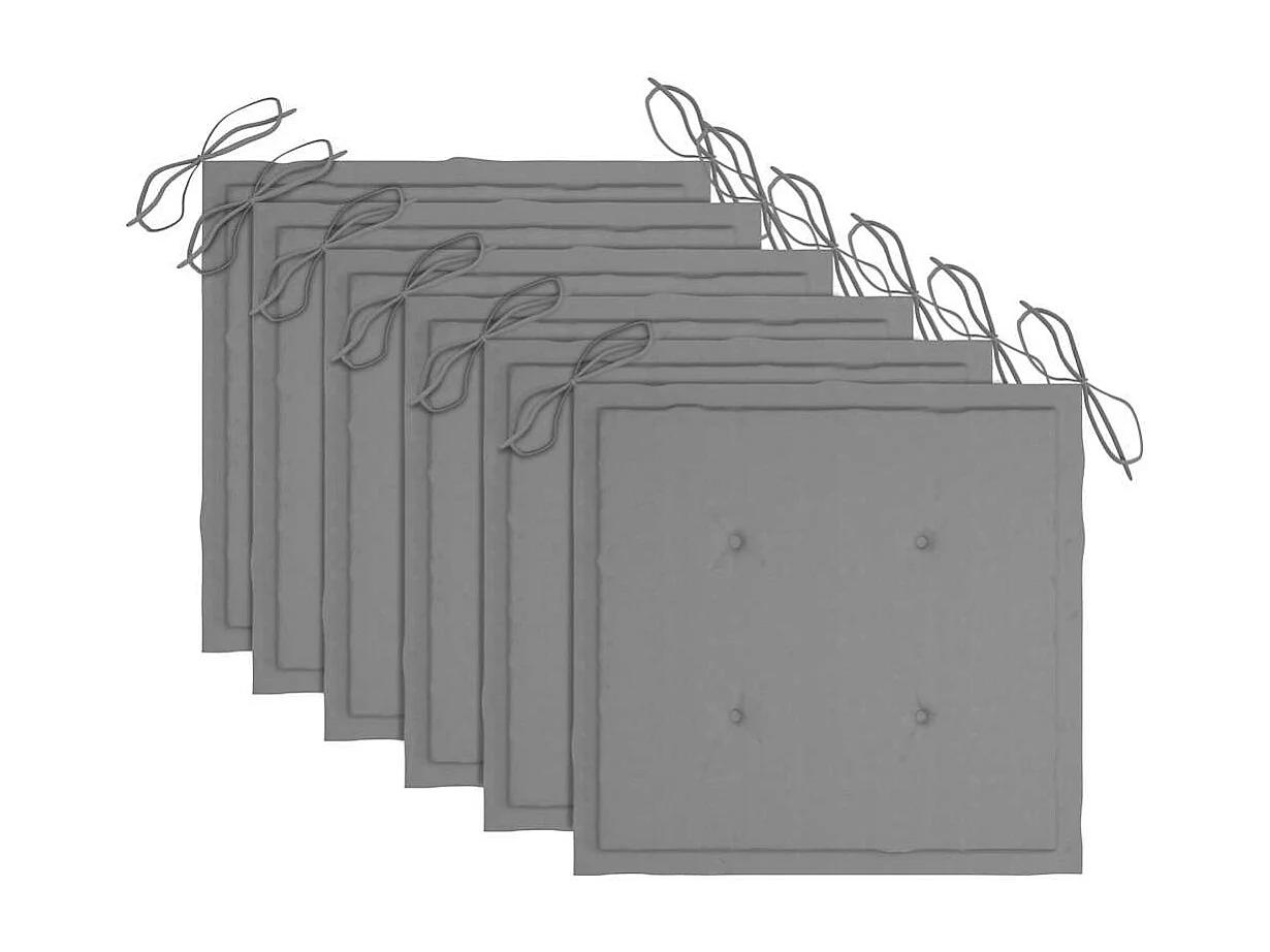 Chaises de jardin avec coussins gris lot de 6 Bois teck massif