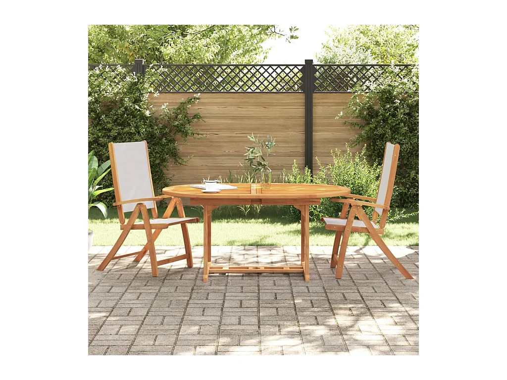 Set di 2 sedie da giardino pieghevoli in legno di acacia e textilene