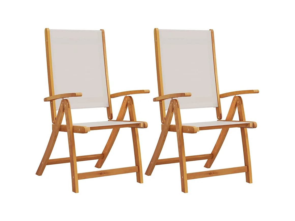 Set di 2 sedie da giardino pieghevoli in legno di acacia e textilene