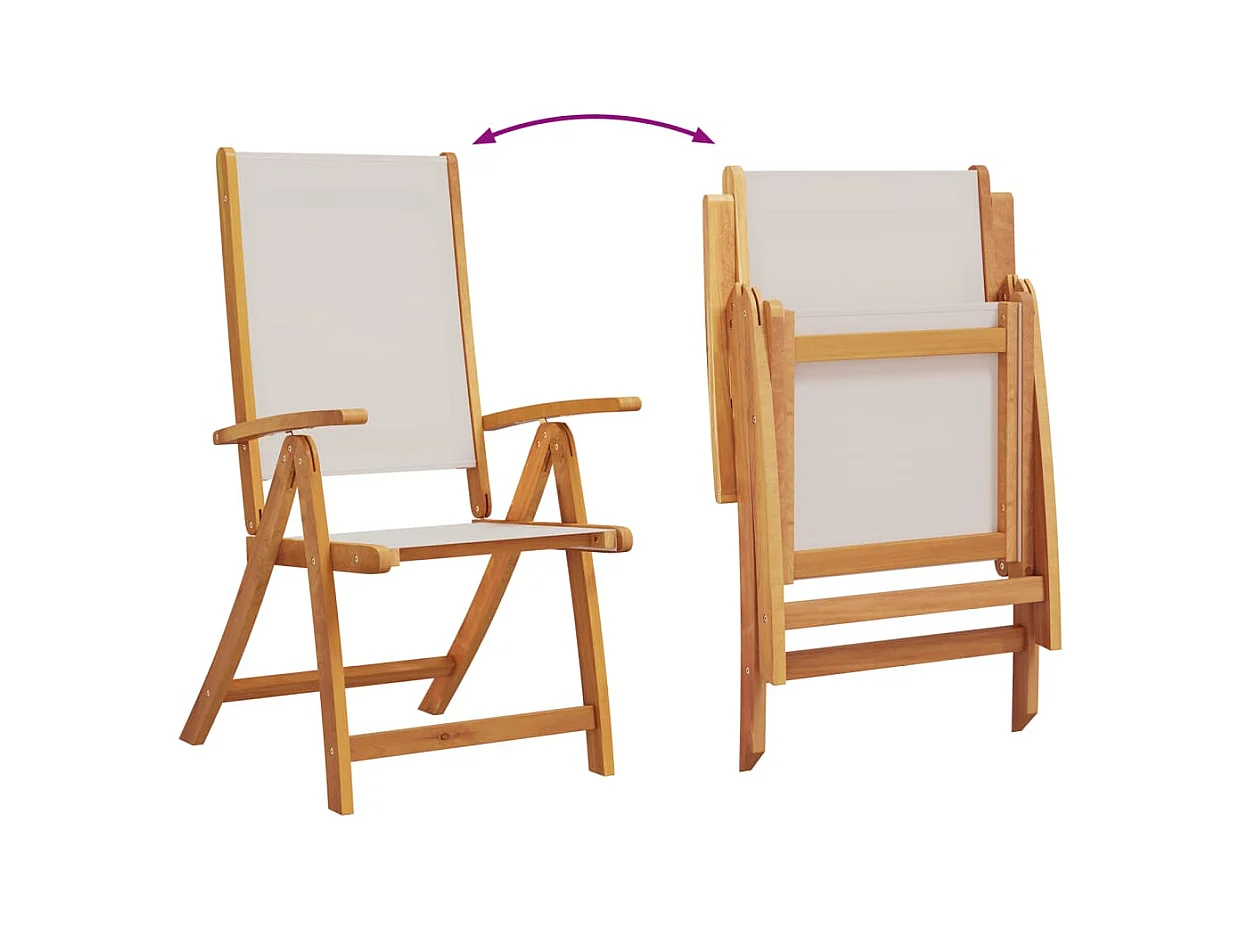 Set di 2 sedie da giardino pieghevoli in legno di acacia e textilene