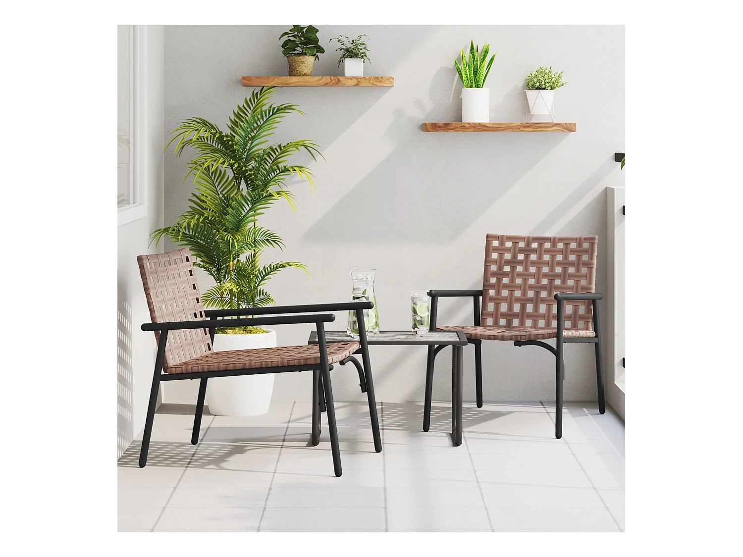 Tuinstoelen 2 stuks Zwart 79x56x73,5 cm Polypropyleen Rotan