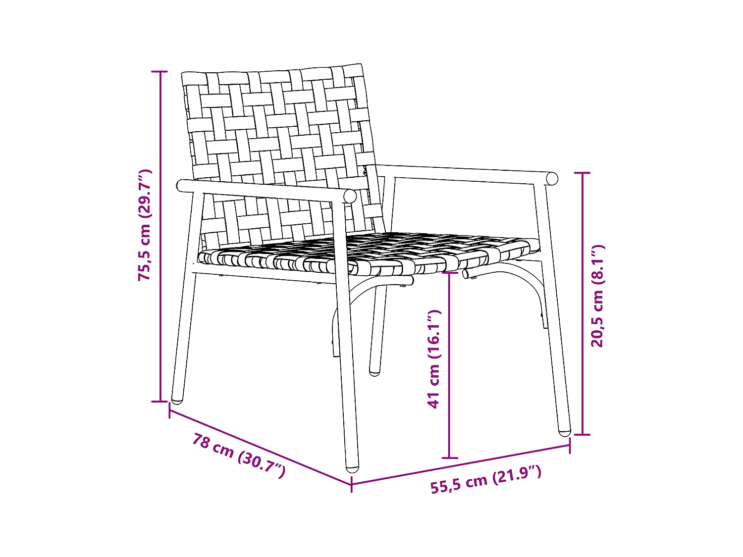Tuinstoelen 2 stuks Zwart 79x56x73,5 cm Polypropyleen Rotan