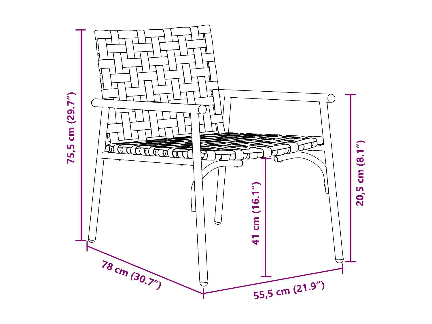 Tuinstoelen 2 stuks Zwart 79x56x73,5 cm Polypropyleen Rotan