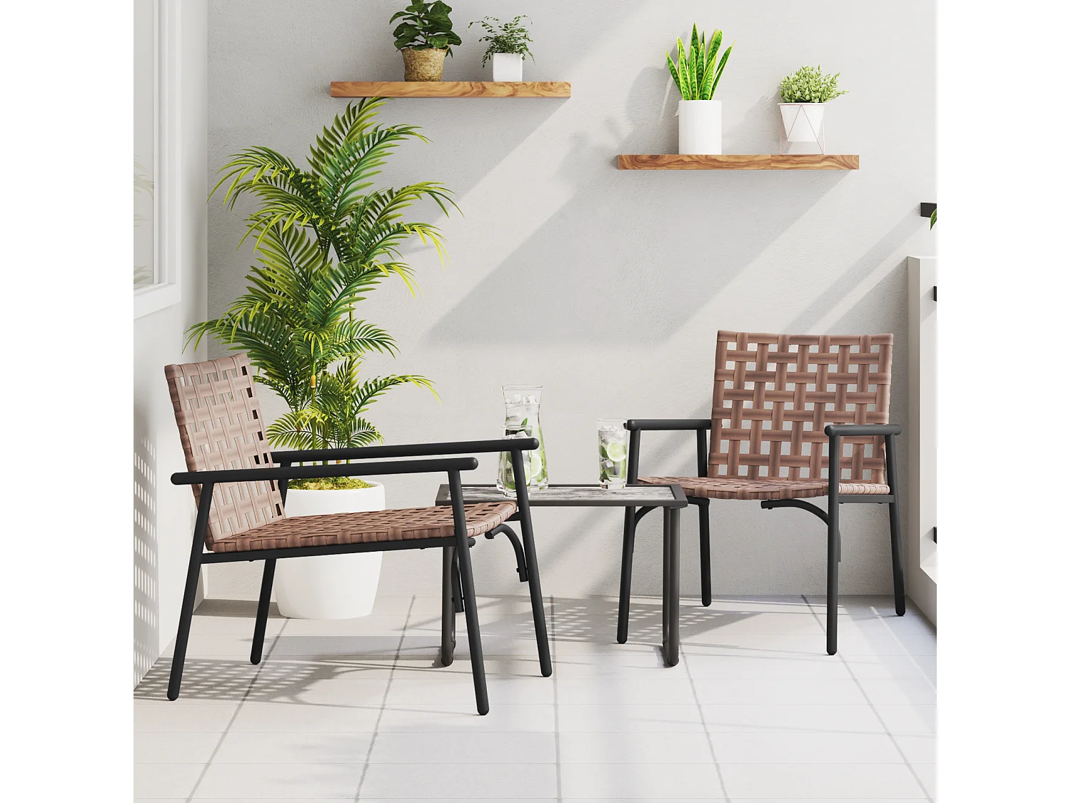 Chaises de jardin 2 pcs Noires 79x56x73,5 cm Rattan en polypropylène