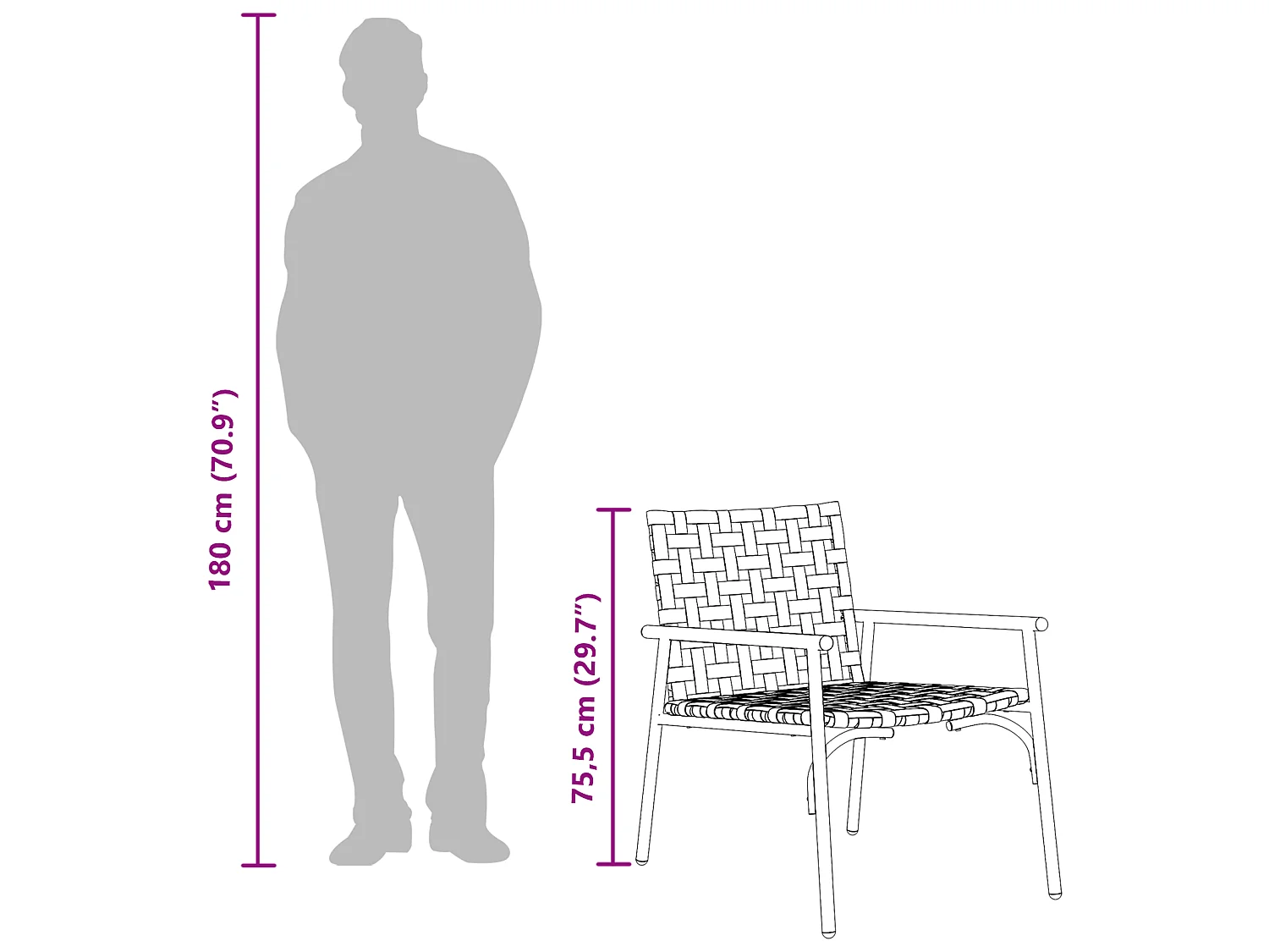 Chaises de jardin 2 pcs Noires 79x56x73,5 cm Rattan en polypropylène