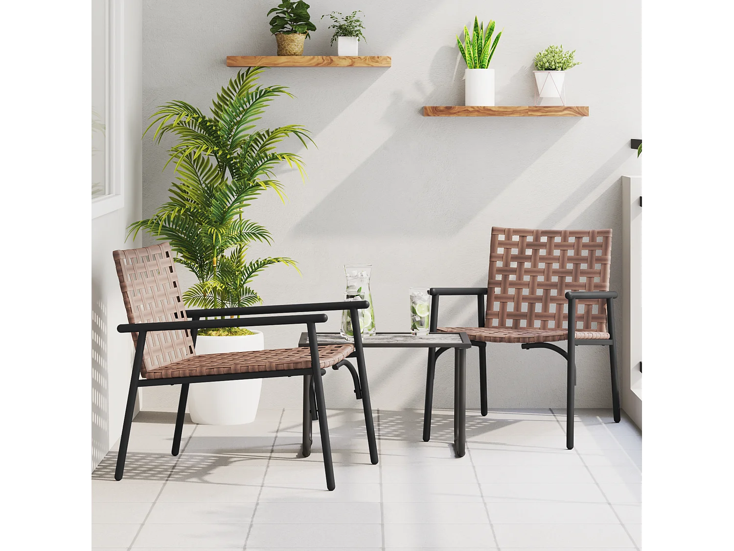 Sillas de jardín 2 piezas Negro 79x56x73,5 cm Ratán polipropileno