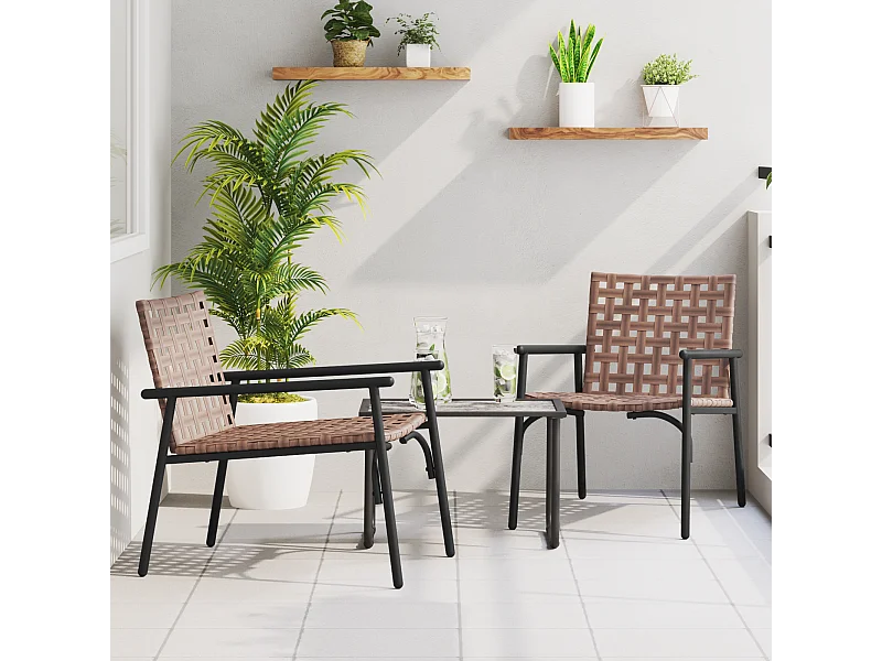 Tuinstoelen 2 stuks Zwart 79x56x73,5 cm Polypropyleen Rotan