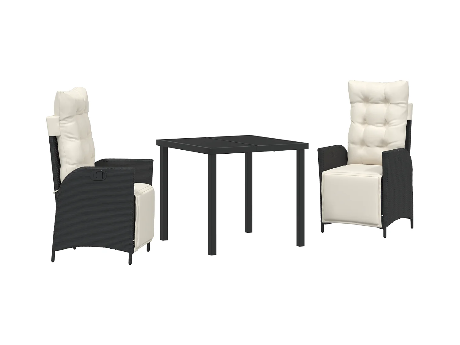 Set di 3 sedie da giardino in polyrattan nero