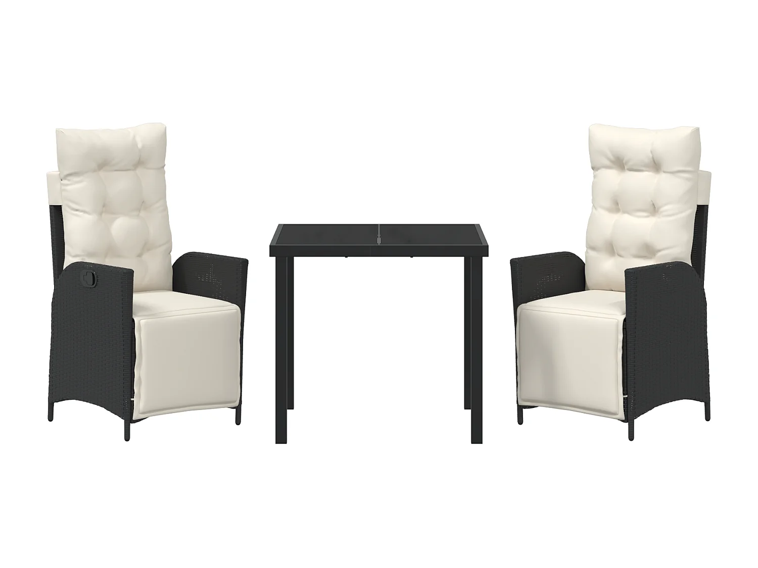 Set de 3 chaises de jardin Noir Poly Rattan