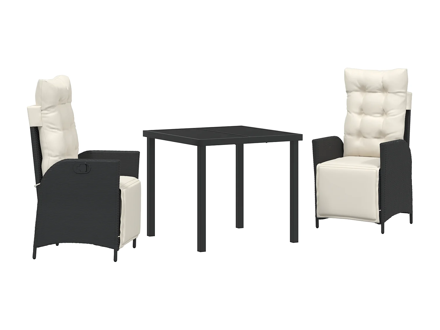 Set de 3 chaises de jardin Noir Poly Rattan