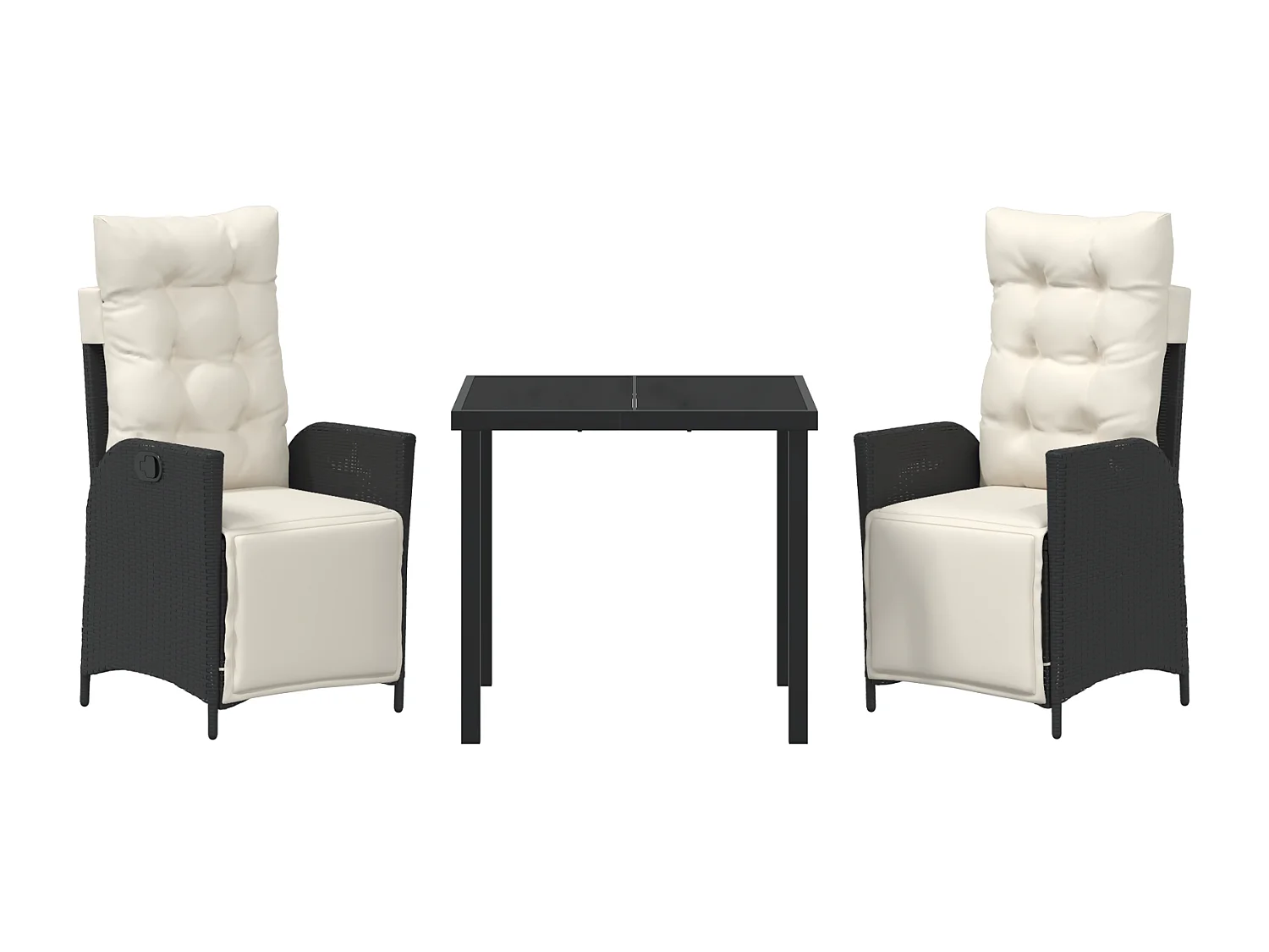 Set de 3 chaises de jardin Noir Poly Rattan