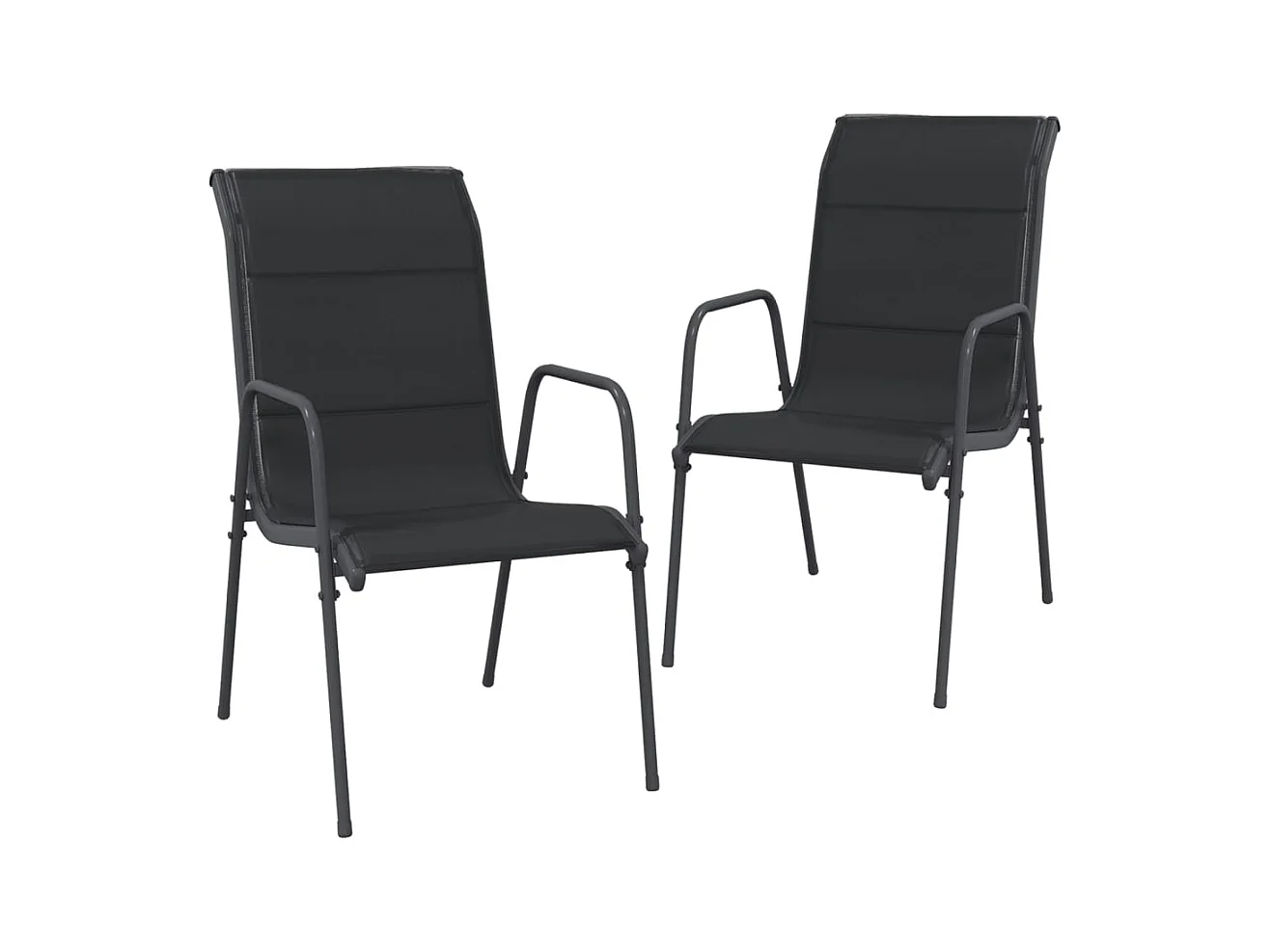 Chaises de jardin lot de 2 Acier et textilène Noir
