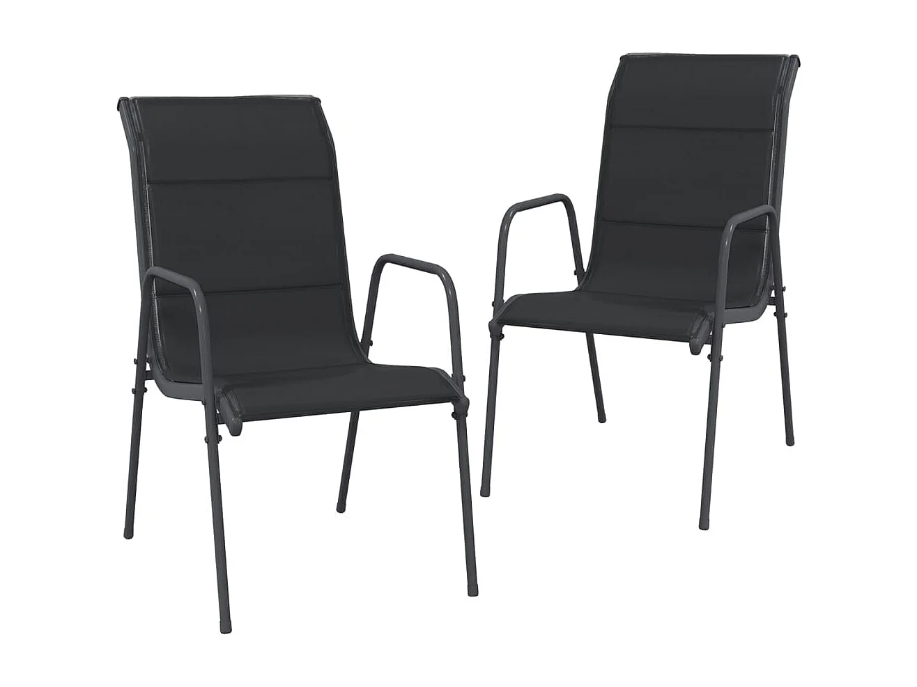 Chaises de jardin lot de 2 Acier et textilène Noir