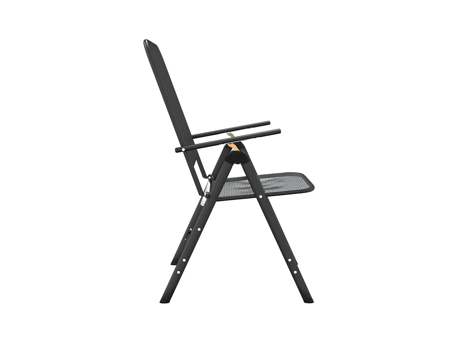 Set di 2 sedie pieghevoli da giardino in rete metallica antracite