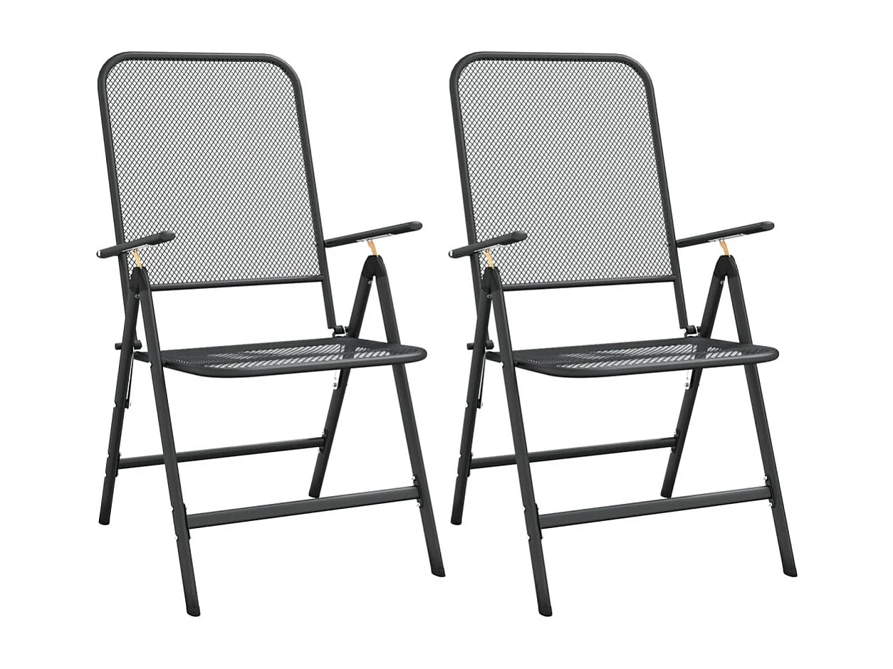 Chaises pliables jardin lot de 2 Maille métallique Anthracite