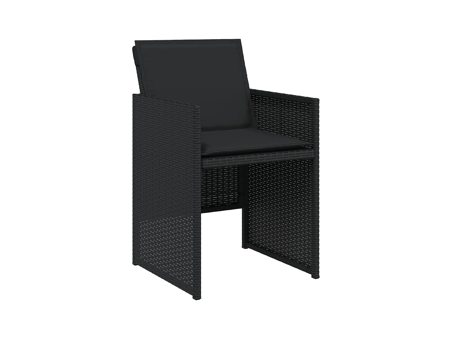 Set di 4 sedie da giardino con cuscini in vimini nero
