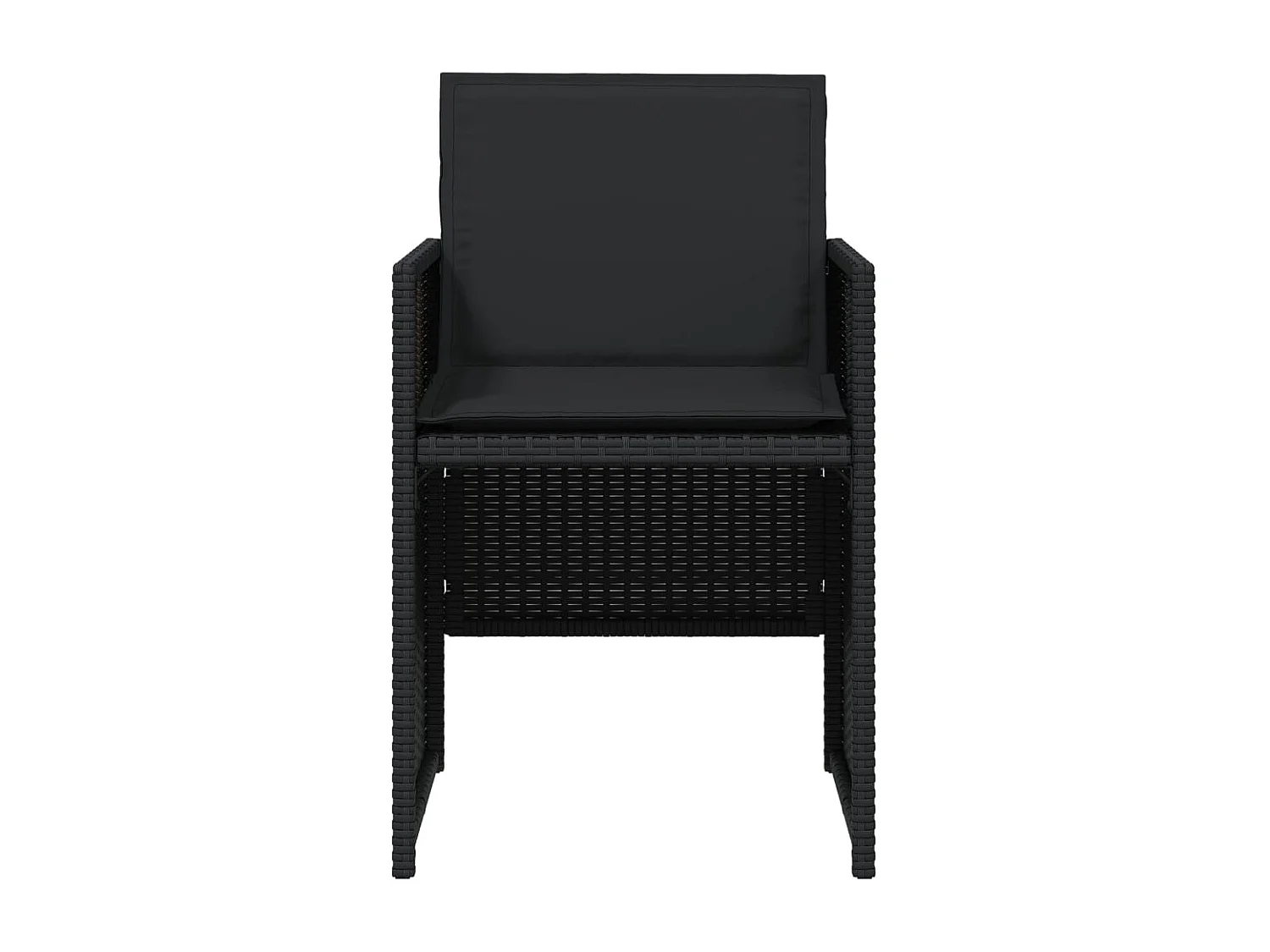 Conjunto de 4 sillas de jardín con cojines de mimbre negro