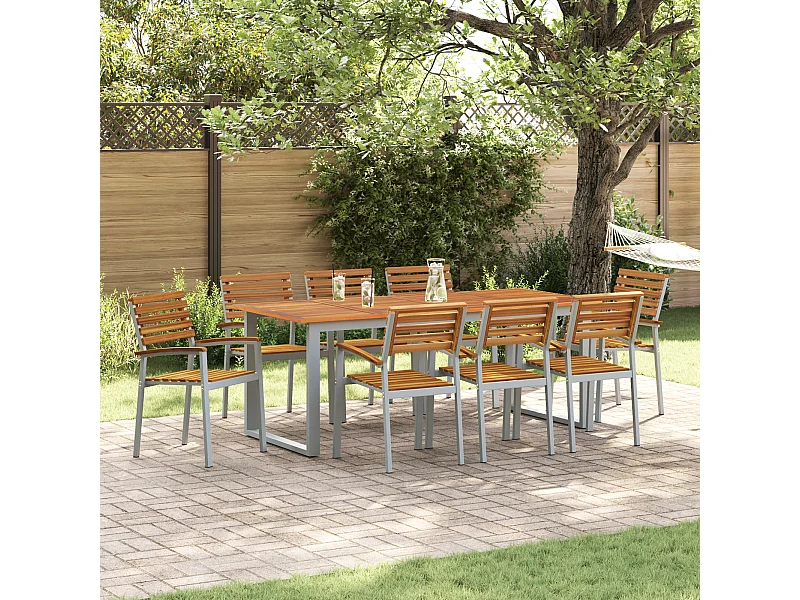 Chaises de jardin empilables 8 pcs en bois d'acacia et métal