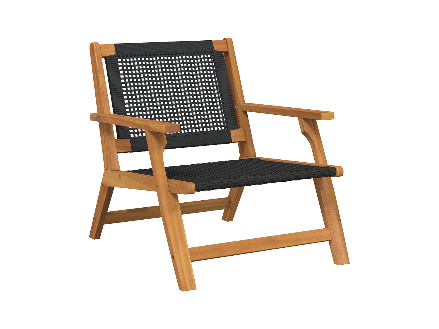 Chaises de jardin 2 pcs noires 76x67x73.5 cm en bois massif d'acacia