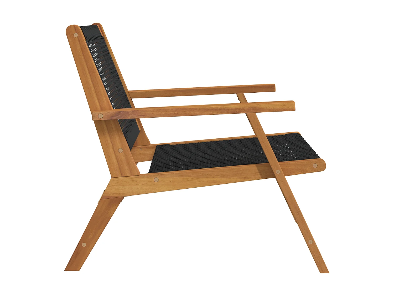 Chaises de jardin 2 pcs noires 76x67x73.5 cm en bois massif d'acacia