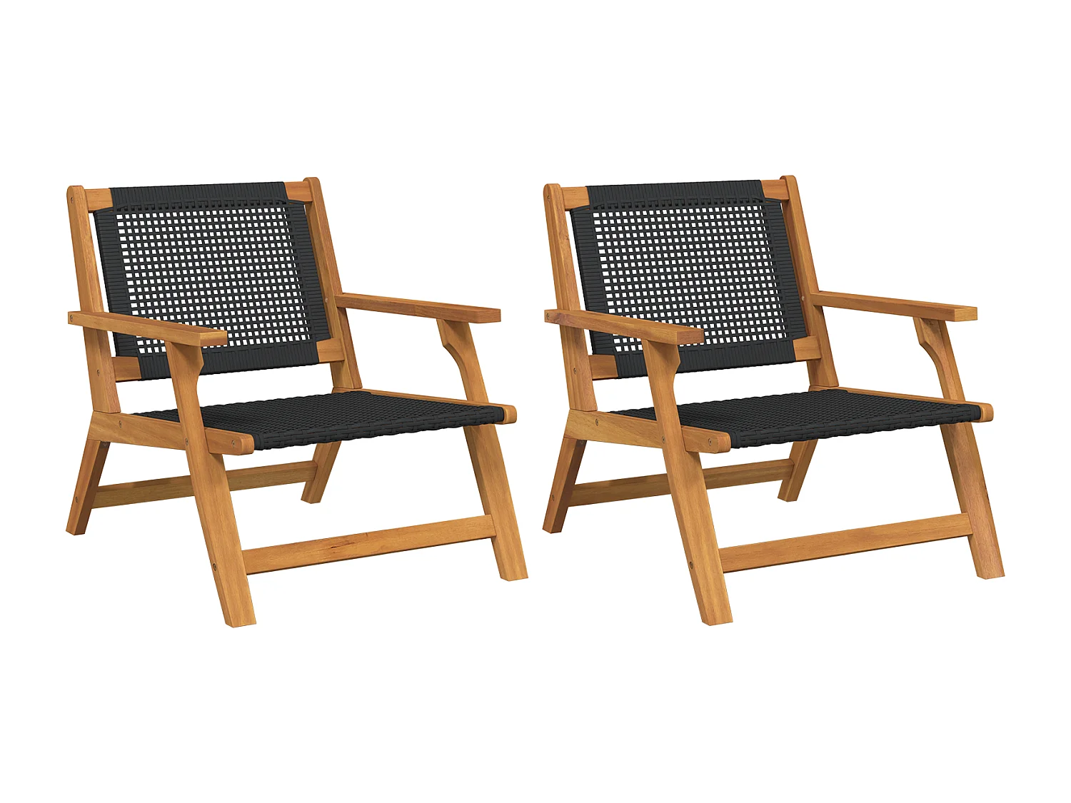 Sillas de jardín 2 piezas negras 76x67x73,5 cm de madera maciza de acacia