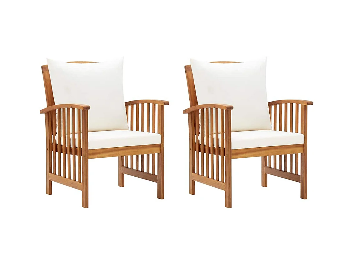 Gartenstühle mit Auflagen 2er Set Massivholz Akazie