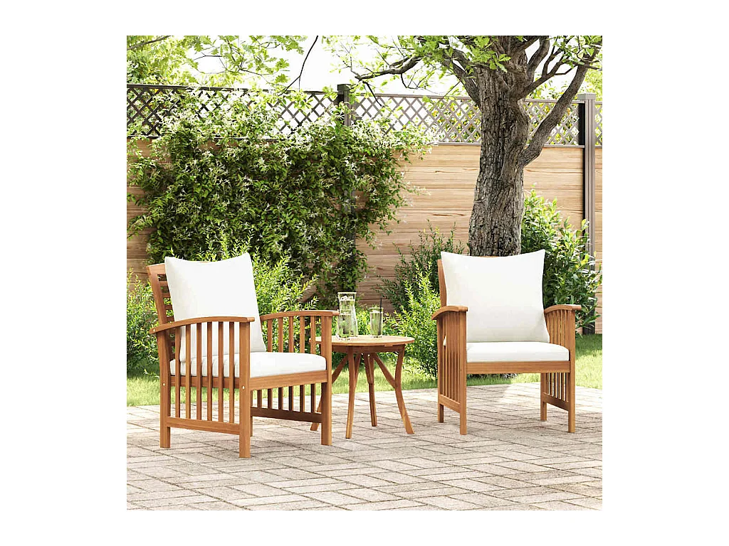 Chaises de jardin avec coussins lot de 2 Bois d'acacia massif