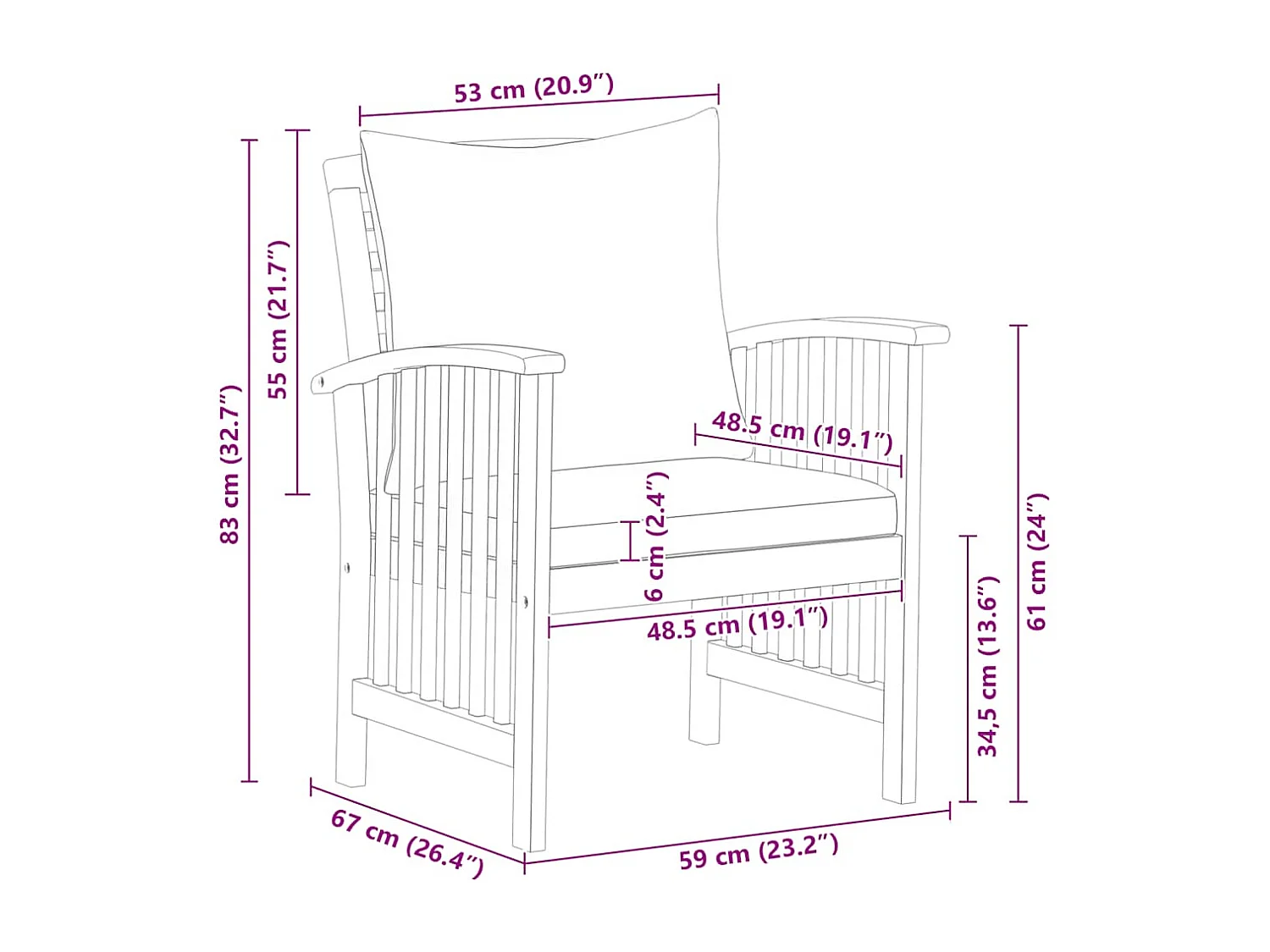 Tuinstoelen met kussens set van 2 Massief acaciahout