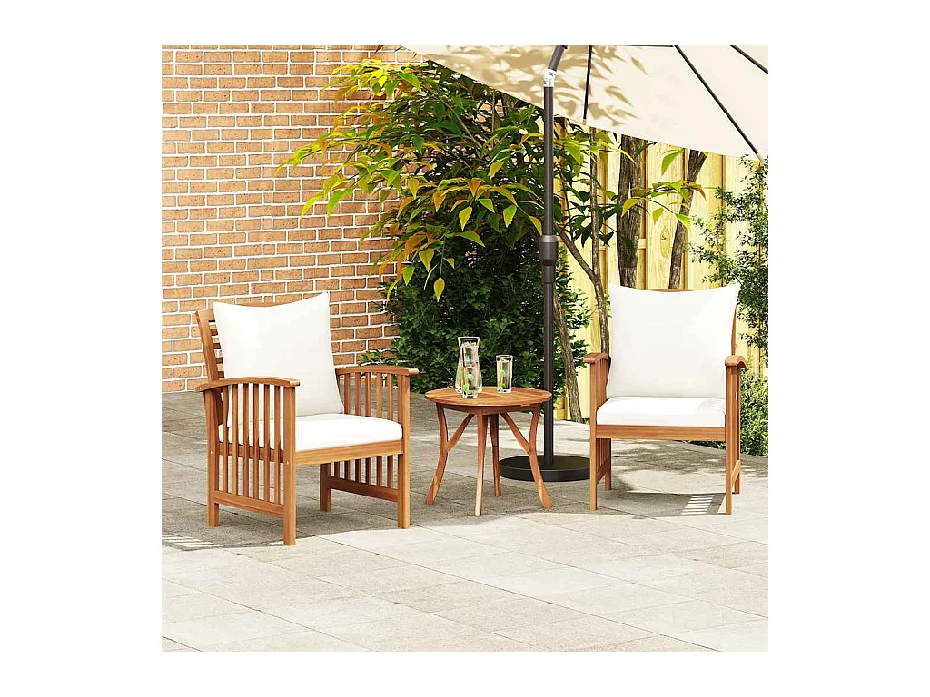 Tuinstoelen met kussens set van 2 Massief acaciahout