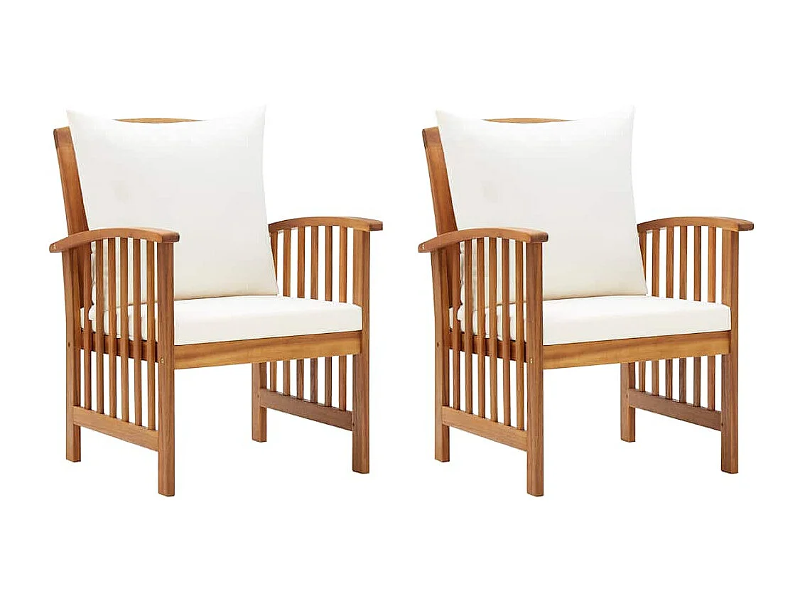 Chaises de jardin avec coussins lot de 2 Bois d'acacia massif