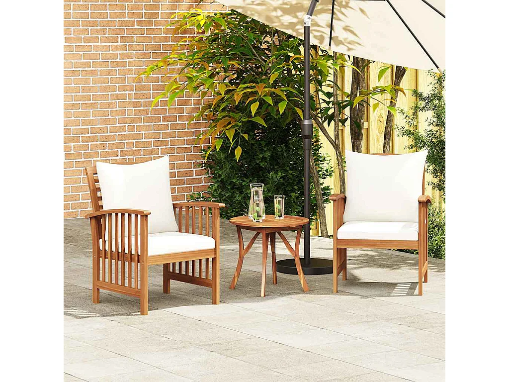 Chaises de jardin avec coussins lot de 2 Bois d'acacia massif