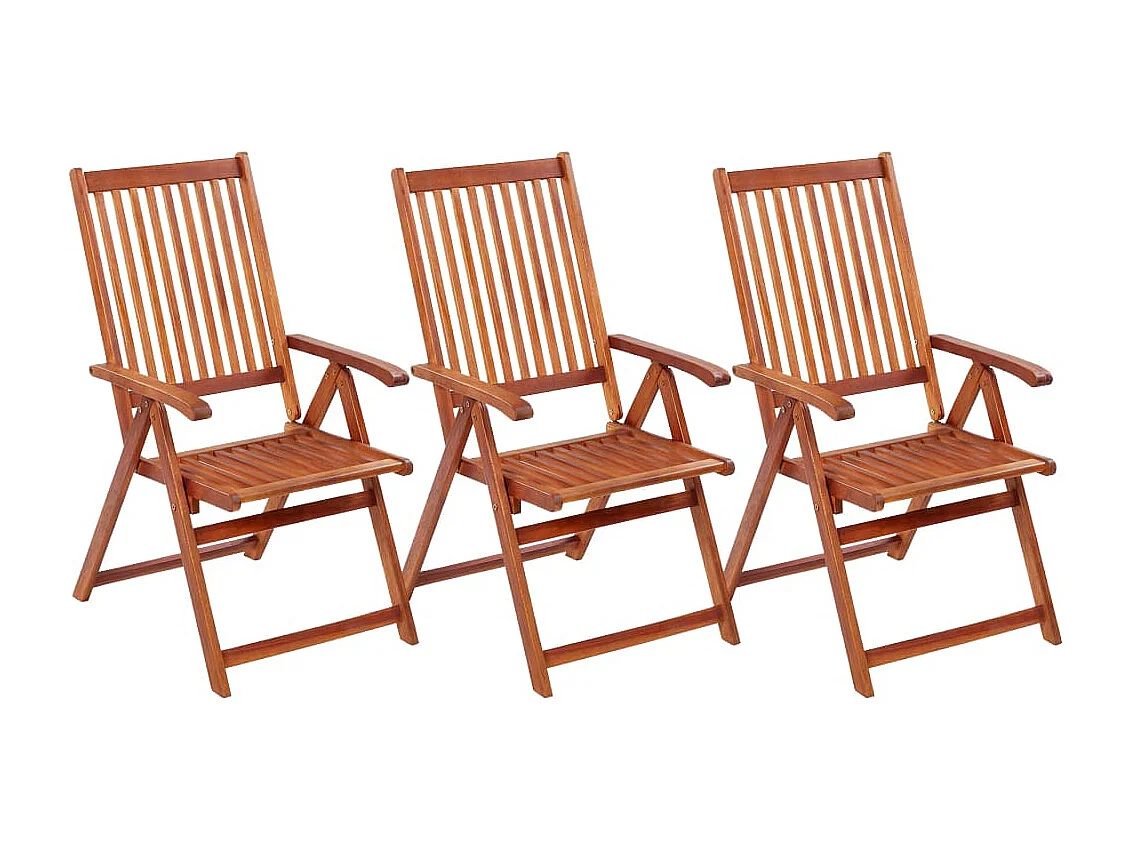 Chaises pliables de jardin lot de 3 Bois d'acacia solide