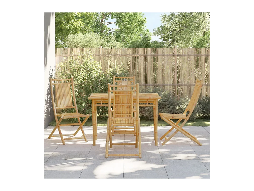 Set di 4 sedie pieghevoli da giardino in bambù 46x66x99 cm