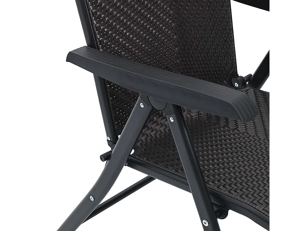 Chaises pliables de jardin lot de 4 café noir résine tressée