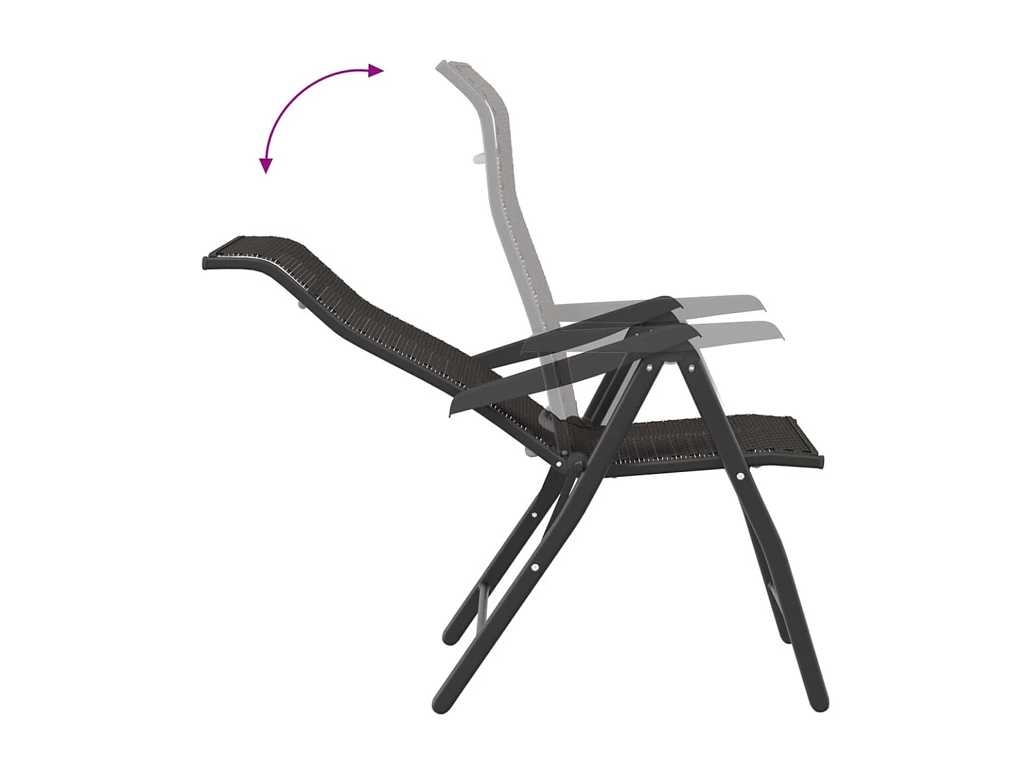 Opvouwbare tuinstoelen set van 4 zwarte koffie rieten hars