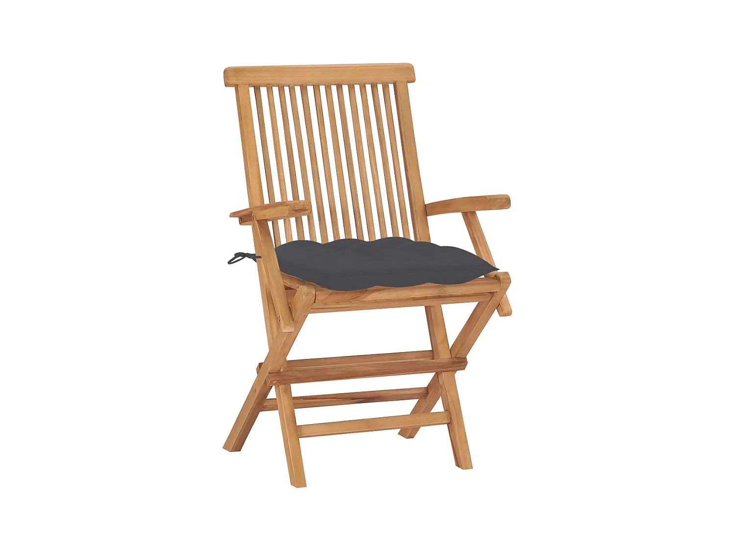 Set di 2 sedie e cuscini da giardino in legno di teak color antracite