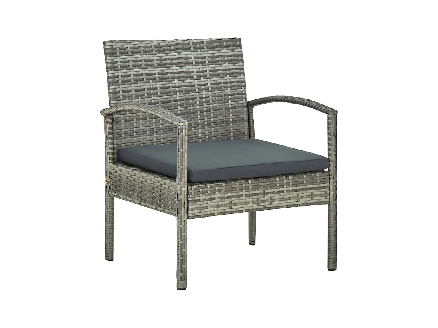 Silla de jardín con cojín de resina tejida gris