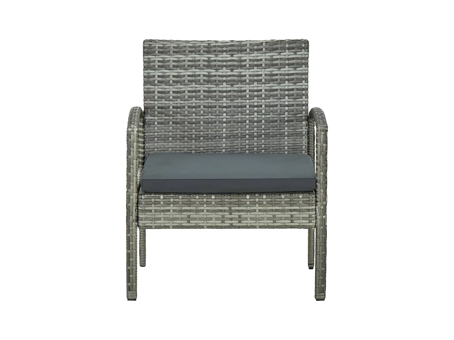 Silla de jardín con cojín de resina tejida gris