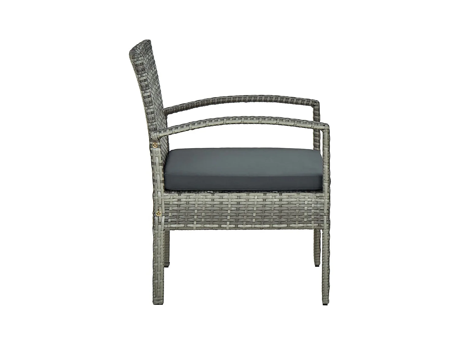 Silla de jardín con cojín de resina tejida gris